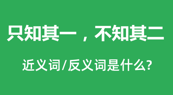 只知其一，不知其二的近義詞和反義詞是什么,只知其一，不知其二是什么意思