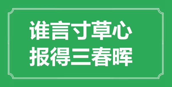 “誰言寸草心，報得三春暉”是什么意思,出處是哪里