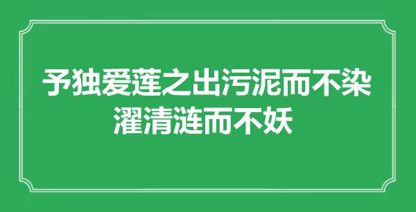 “予獨(dú)愛蓮之出污泥而不染，濯清漣而不妖”是什么意思,出處是哪里