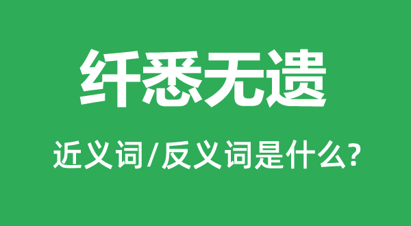 纖悉無遺的近義詞和反義詞是什么,纖悉無遺是什么意思