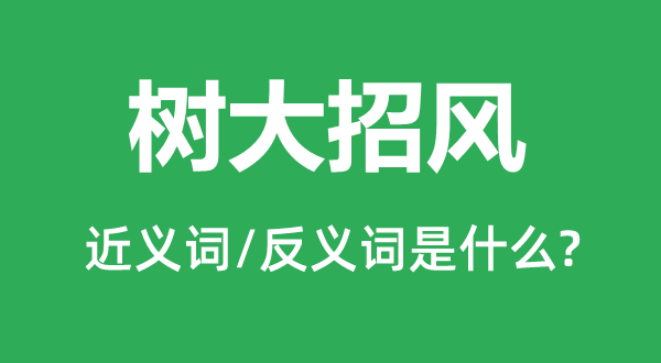 樹大招風(fēng)的近義詞和反義詞是什么,樹大招風(fēng)是什么意思