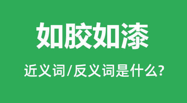 如膠如漆的近義詞和反義詞是什么,如膠如漆是什么意思