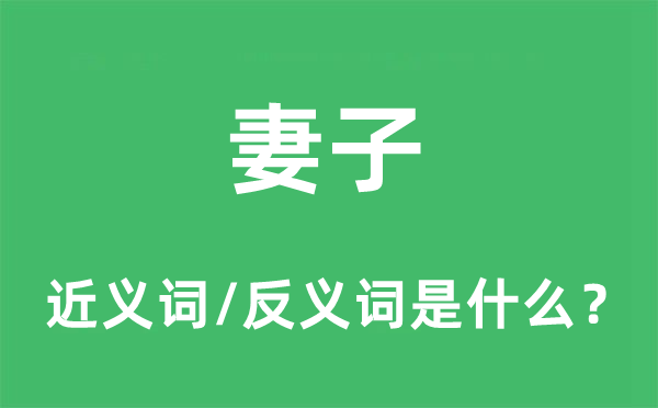 妻子的近義詞和反義詞是什么,妻子是什么意思