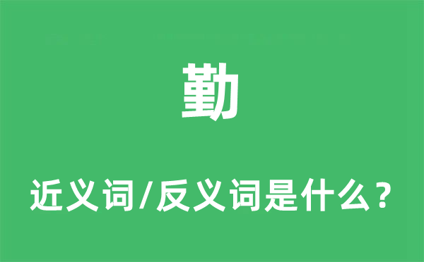 勤的近義詞和反義詞是什么,勤是什么意思