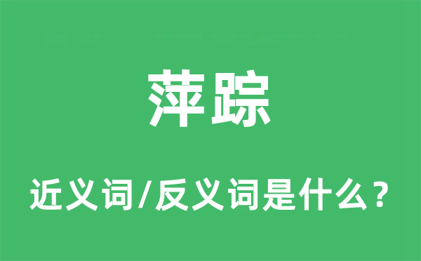 萍蹤的近義詞和反義詞是什么,萍蹤是什么意思