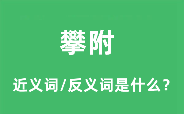 攀附的近義詞和反義詞是什么,攀附是什么意思