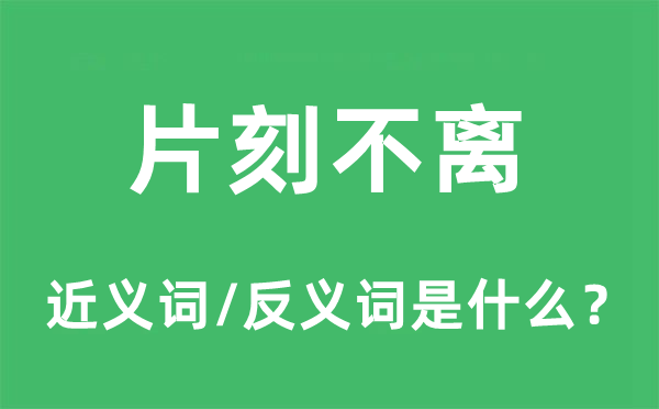 片刻不離的近義詞和反義詞是什么,片刻不離是什么意思