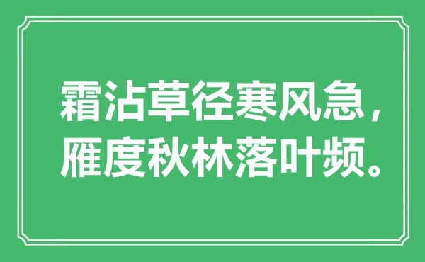 “霜沾草徑寒風(fēng)急，雁度秋林落葉頻”是什么意思,出處是哪里