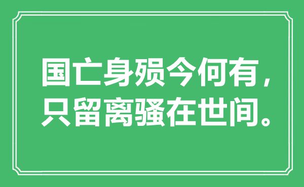 “國亡身殞今何有，只留離騷在世間”是什么意思,出處是哪里