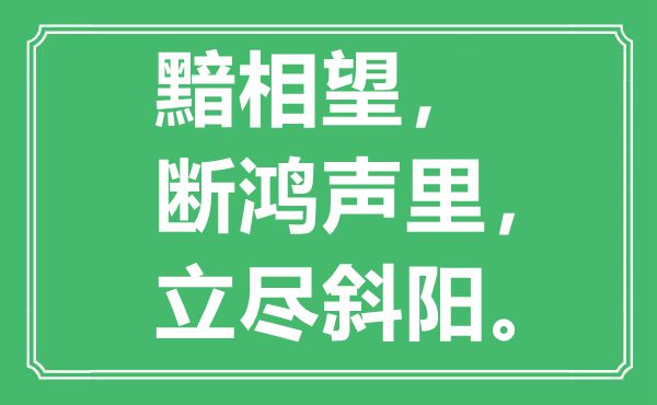 “黯相望，斷鴻聲里，立盡斜陽(yáng)”是什么意思,出處是哪里