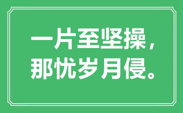 “一片至堅操，那憂歲月侵”是什么意思,出處是哪里