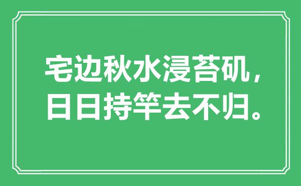 “宅邊秋水浸苔磯，日日持竿去不歸”是什么意思,出處是哪里