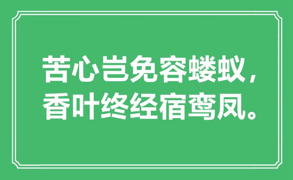 “苦心豈免容螻蟻，香葉終經(jīng)宿鸞鳳”是什么意思,出處是哪里