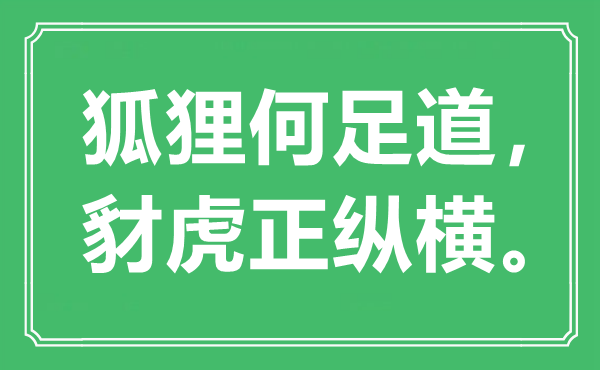 “狐貍何足道，豺虎正縱橫?！笔鞘裁匆馑?出處是哪里
