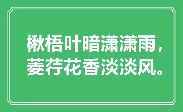 “楸梧葉暗瀟瀟雨，菱荇花香淡淡風(fēng)”是什么意思,出處是哪里