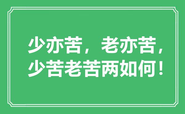 “少亦苦，老亦苦，少苦老苦兩如何！”是什么意思,出處是哪里