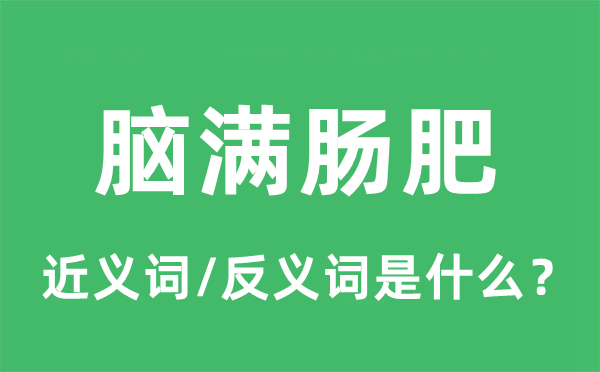 腦滿腸肥的近義詞和反義詞是什么,腦滿腸肥是什么意思