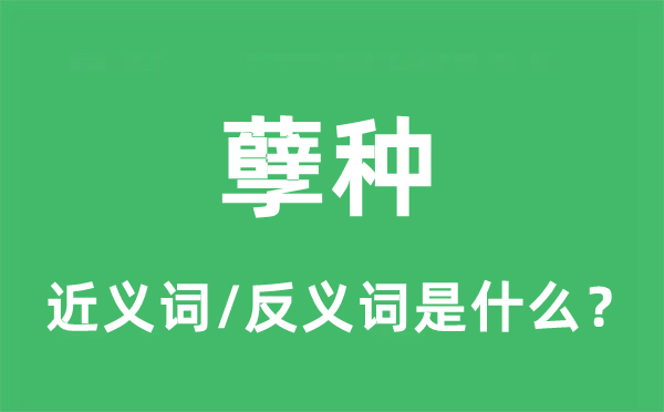 孽種的近義詞和反義詞是什么,孽種是什么意思