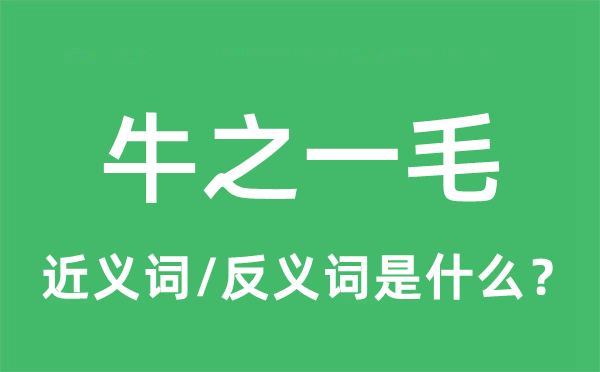 牛之一毛的近義詞和反義詞是什么,牛之一毛是什么意思