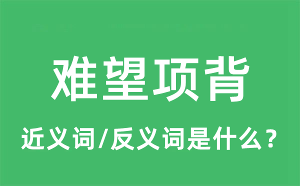 難望項背的近義詞和反義詞是什么,難望項背是什么意思