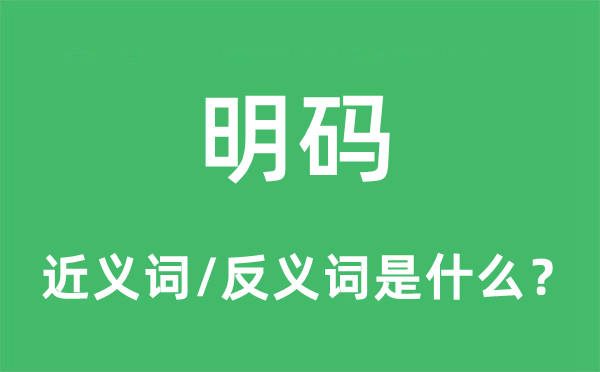 明碼的近義詞和反義詞是什么,明碼是什么意思