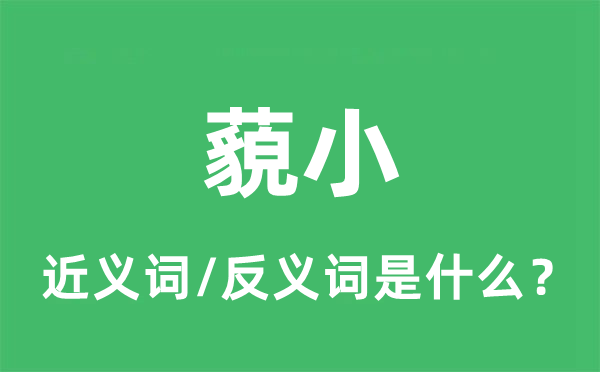 藐小的近義詞和反義詞是什么,藐小是什么意思