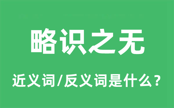 略識之無的近義詞和反義詞是什么,略識之無是什么意思