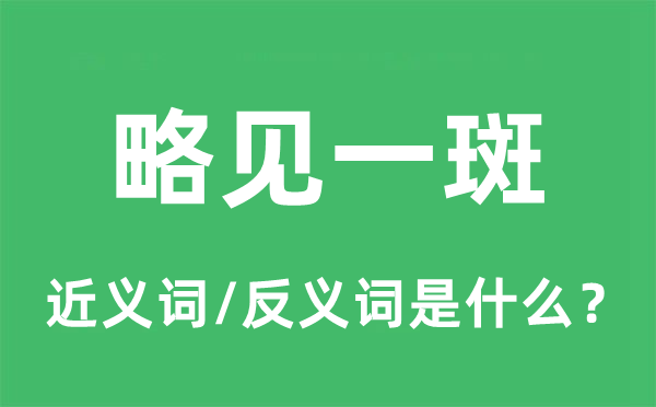 略見一斑的近義詞和反義詞是什么,略見一斑是什么意思