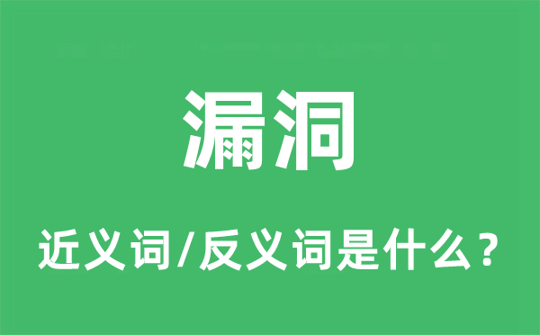 漏洞的近義詞和反義詞是什么,漏洞是什么意思