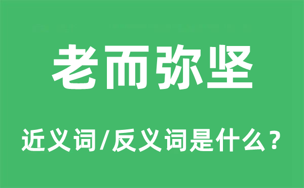 老而彌堅(jiān)的近義詞和反義詞是什么,老而彌堅(jiān)是什么意思