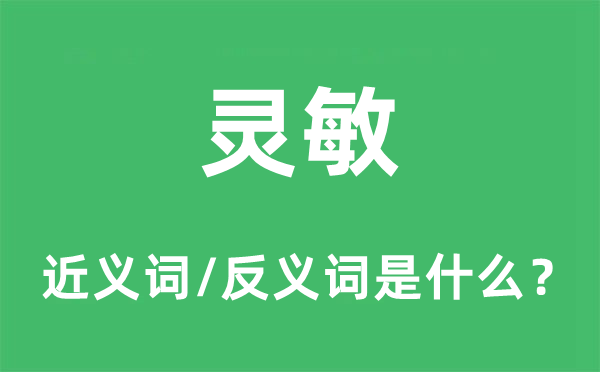 靈敏的近義詞和反義詞是什么,靈敏是什么意思