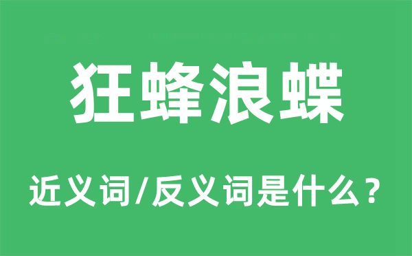 狂蜂浪蝶的近義詞和反義詞是什么,狂蜂浪蝶是什么意思