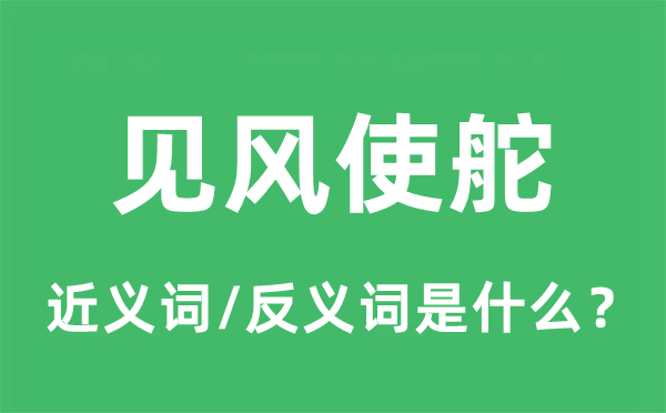 見風(fēng)使舵的近義詞和反義詞是什么,見風(fēng)使舵是什么意思
