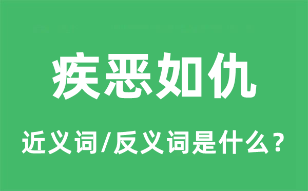 疾惡如仇的近義詞和反義詞是什么,疾惡如仇是什么意思