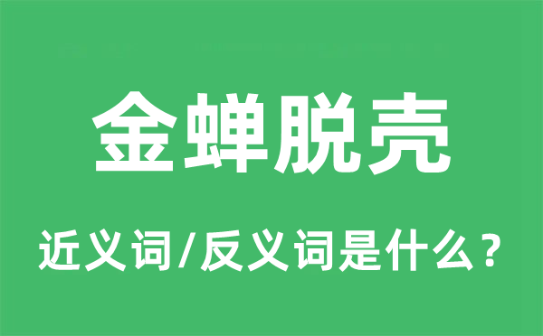 金蟬脫殼的近義詞和反義詞是什么,金蟬脫殼是什么意思