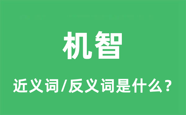 機(jī)智的近義詞和反義詞是什么,機(jī)智是什么意思