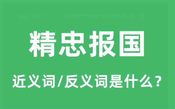 精忠報(bào)國的近義詞和反義詞是什么,精忠報(bào)國是什么意思