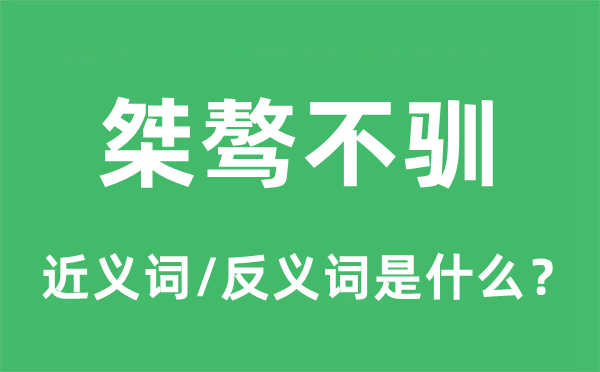 桀驁不馴的近義詞和反義詞是什么,桀驁不馴是什么意思