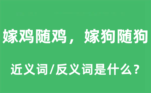 嫁雞隨雞，嫁狗隨狗的近義詞和反義詞是什么,嫁雞隨雞，嫁狗隨狗是什么意思