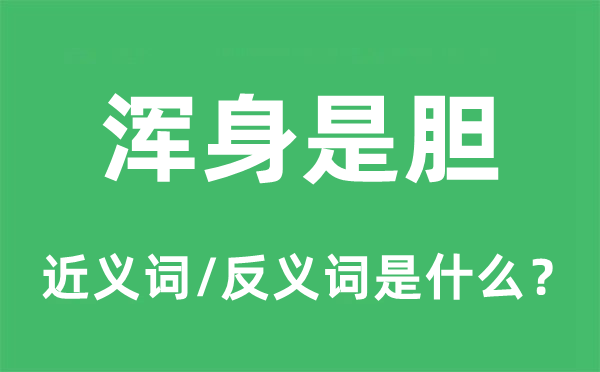 渾身是膽的近義詞和反義詞是什么,渾身是膽是什么意思