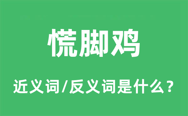 慌腳雞的近義詞和反義詞是什么,慌腳雞是什么意思