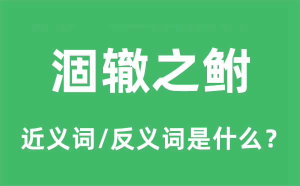 涸轍之鮒的近義詞和反義詞是什么,涸轍之鮒是什么意思