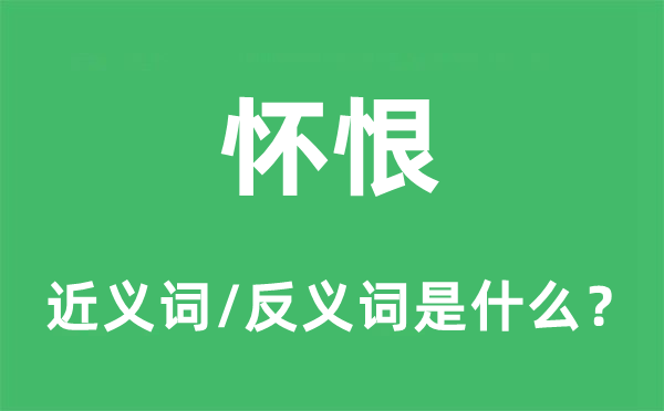 懷恨的近義詞和反義詞是什么,懷恨是什么意思
