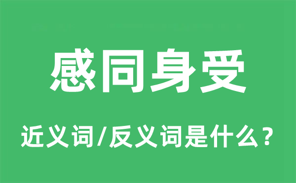 感同身受的近義詞和反義詞是什么,感同身受是什么意思