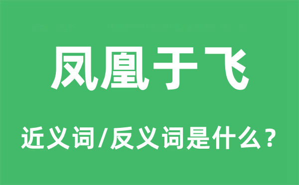 鳳凰于飛的近義詞和反義詞是什么,鳳凰于飛是什么意思