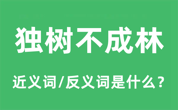 獨(dú)樹(shù)不成林的近義詞和反義詞是什么,獨(dú)樹(shù)不成林是什么意思