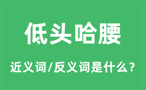 低頭哈腰的近義詞和反義詞是什么,低頭哈腰是什么意思