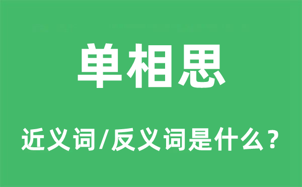 單相思的近義詞和反義詞是什么,單相思是什么意思