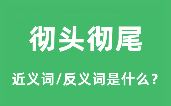 徹頭徹尾的近義詞和反義詞是什么,徹頭徹尾是什么意思
