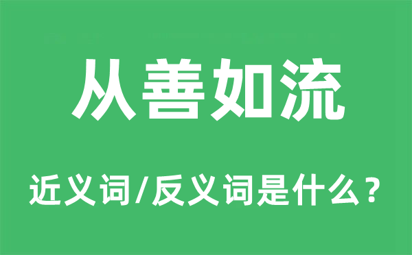 從善如流的近義詞和反義詞是什么,從善如流是什么意思
